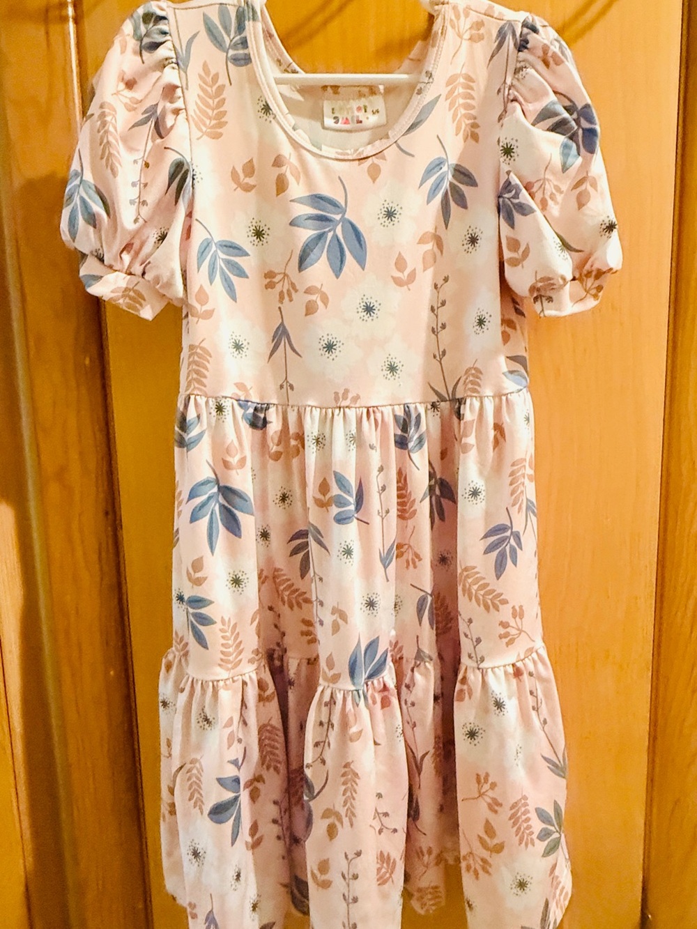Dot Dot Smile Pink Floral Puff Sleeve Tiered Dress